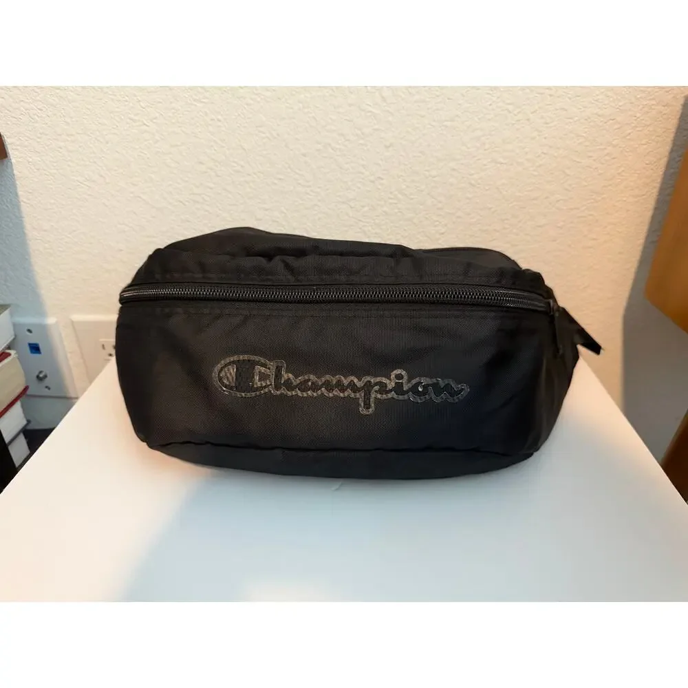 Champion Black Fanny Pack Waist Bag Crossbody Belt Bag Sportswear Athleisure
